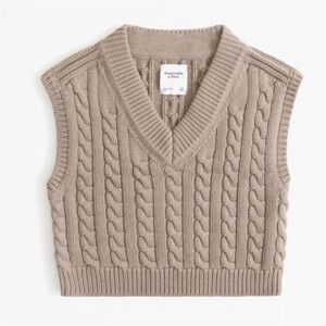 Abercrombie & Fitch Tan Cable Knit Sweater Vest